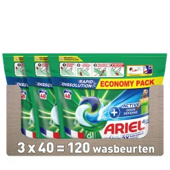 Ariel Pods+ Vloeibaar Wasmiddelcapsules + Actieve Geurbestrijding- 3 X 40 Wasbeurten - 120 Wasbeurten Hot