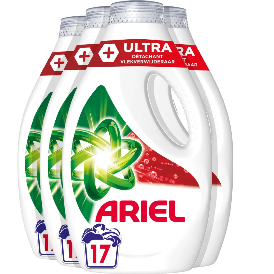 Ariel Vloeibaar Wasmiddel + Ultra Vlekverwijderaar - 4 X 17 Wasbeurten - 68 Wasbeurten Discount