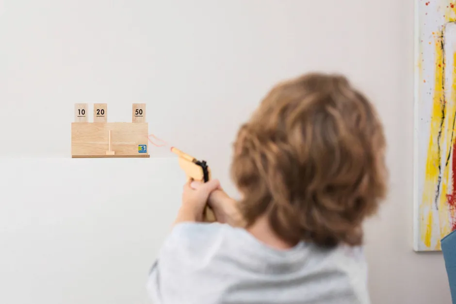 BS Toys Ga202 Elastieken Pistool^ Houten Speelgoed