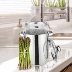 CasaLupo Aspergepan Met Glazen Deksel - Rvs - O 16 Cm / 4.0 Liter