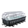 EXIT Black Leather Zwembad 540X250X122Cm Met Overkapping En Zandfilterpomp^ Zwembaden