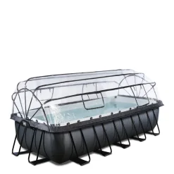 EXIT Black Leather Zwembad 540X250X122Cm Met Overkapping En Zandfilterpomp^ Zwembaden