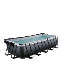 EXIT Black Leather Zwembad 540X250X122Cm Met Overkapping En Zandfilterpomp^ Zwembaden