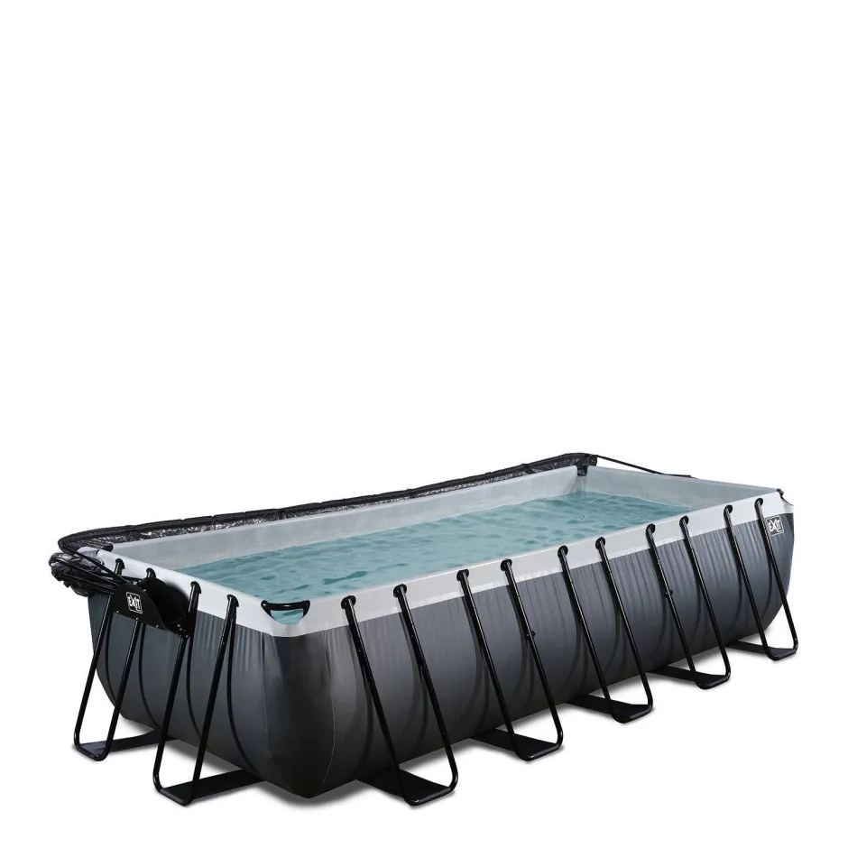EXIT Black Leather Zwembad 540X250X122Cm Met Overkapping En Zandfilterpomp^ Zwembaden