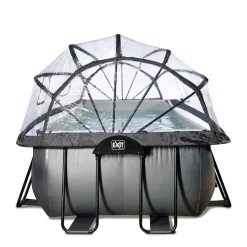 EXIT Black Leather Zwembad 540X250X122Cm Met Overkapping En Zandfilterpomp^ Zwembaden