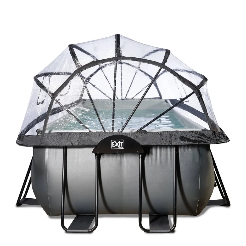 EXIT Black Leather Zwembad 540X250X122Cm Met Overkapping En Zandfilterpomp^ Zwembaden
