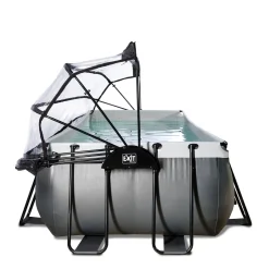EXIT Black Leather Zwembad 540X250X122Cm Met Overkapping En Zandfilterpomp^ Zwembaden