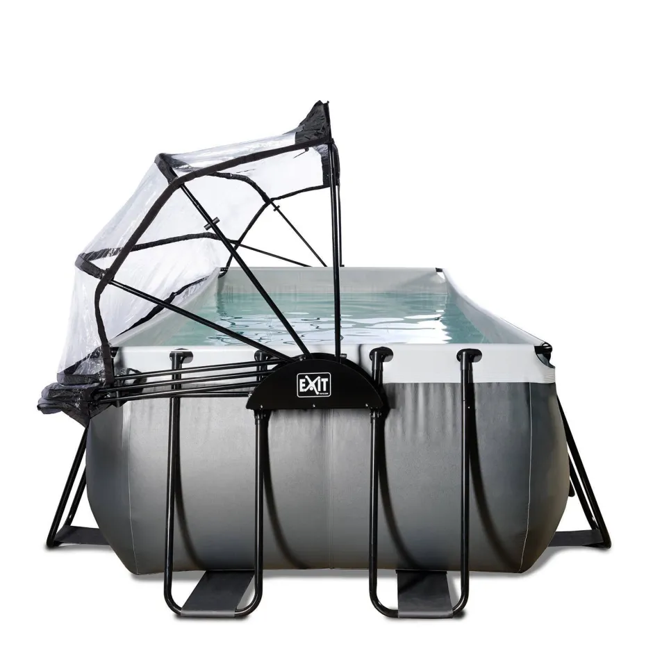 EXIT Black Leather Zwembad 540X250X122Cm Met Overkapping En Zandfilterpomp^ Zwembaden