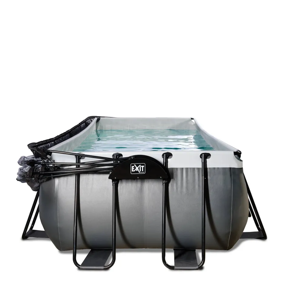 EXIT Black Leather Zwembad 540X250X122Cm Met Overkapping En Zandfilterpomp^ Zwembaden