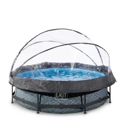 EXIT Frame Pool O300X76Cm Grijs Met Overkapping^ Zwembaden