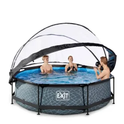 EXIT Frame Pool O300X76Cm Grijs Met Overkapping^ Zwembaden