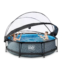 EXIT Frame Pool O300X76Cm Grijs Met Overkapping^ Zwembaden