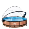 EXIT Frame Pool O360X76Cm Houtbruin Met Overkapping^ Zwembaden