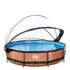 EXIT Frame Pool O360X76Cm Houtbruin Met Overkapping^ Zwembaden