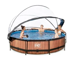EXIT Frame Pool O360X76Cm Houtbruin Met Overkapping^ Zwembaden