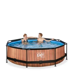 EXIT Frame Pool O300X76Cm (12V Cartridge Filter) – Houtbruin^ Zwembaden