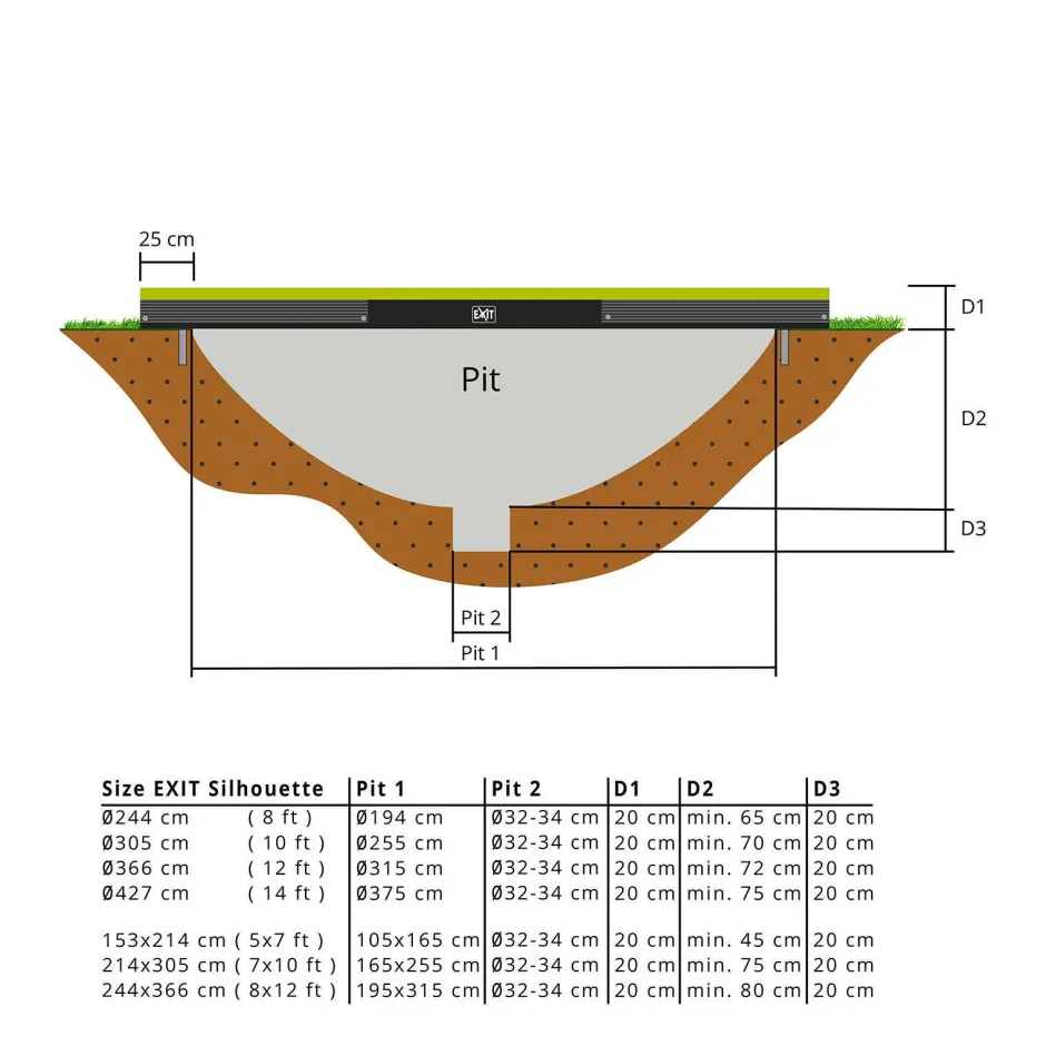 EXIT Silhouette Ground Trampoline O427 Cm^ Trampolines