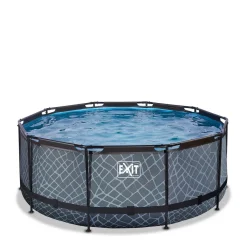 EXIT Stone Zwembad O360X122Cm Met Filterpomp Grijs^ Zwembaden