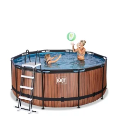 EXIT Wood Zwembad O360X122Cm Met Filterpomp Bruin^ Zwembaden