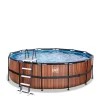 EXIT Wood Zwembad O450X122Cm Met Filterpomp Bruin^ Zwembaden
