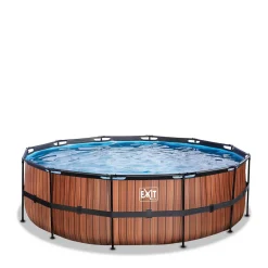 EXIT Wood Zwembad O450X122Cm Met Filterpomp Bruin^ Zwembaden