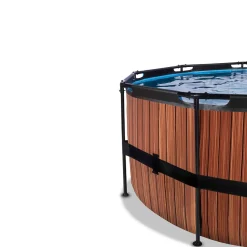 EXIT Wood Zwembad O450X122Cm Met Filterpomp Bruin^ Zwembaden