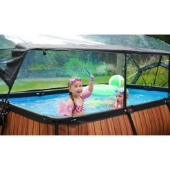 EXIT Wood Zwembad 300X200X65Cm Met Overkapping En Filterpomp Bruin^ Zwembaden