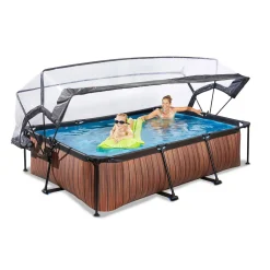 EXIT Wood Zwembad 300X200X65Cm Met Overkapping En Filterpomp Bruin^ Zwembaden