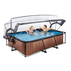 EXIT Wood Zwembad 300X200X65Cm Met Overkapping En Filterpomp Bruin^ Zwembaden