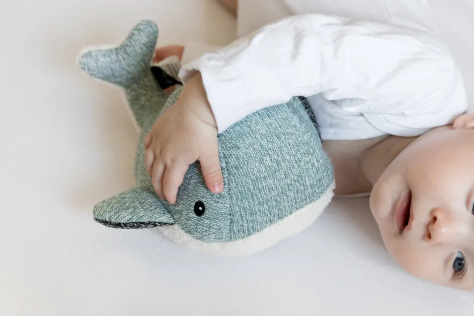 Flow Amsterdam Hartslagknuffel Moby Walvis Groen - Knuffel 24 Cm^ Peuterspeelgoed