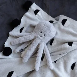 Flow Amsterdam Hartslagknuffel Olly Octopus Grijs - Knuffel 24 Cm^ Peuterspeelgoed