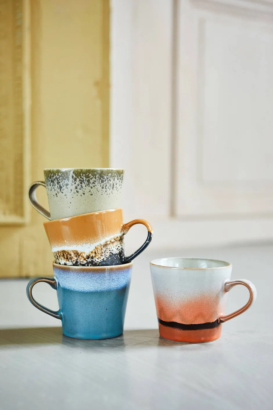 HKliving Cappuccinomok 70'S (O8,5 Cm) (300 Ml) (Set Van 4) Best