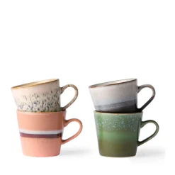 HKliving Cappuccinomok 70'S (O8,5 Cm) (300 Ml) (Set Van 4)