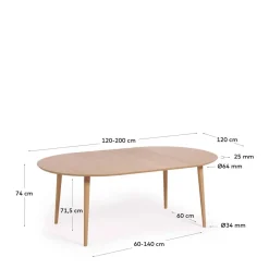 Kave Home Uitschuifbare Eetkamertafel Oqui (120X120-200 Cm) Best