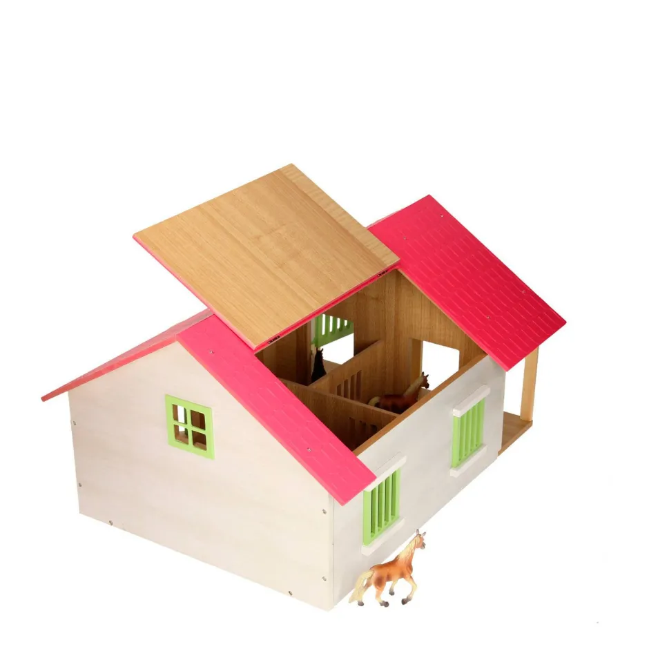 Kids Globe Paardenstal Schaal 1:24^ Houten Speelgoed