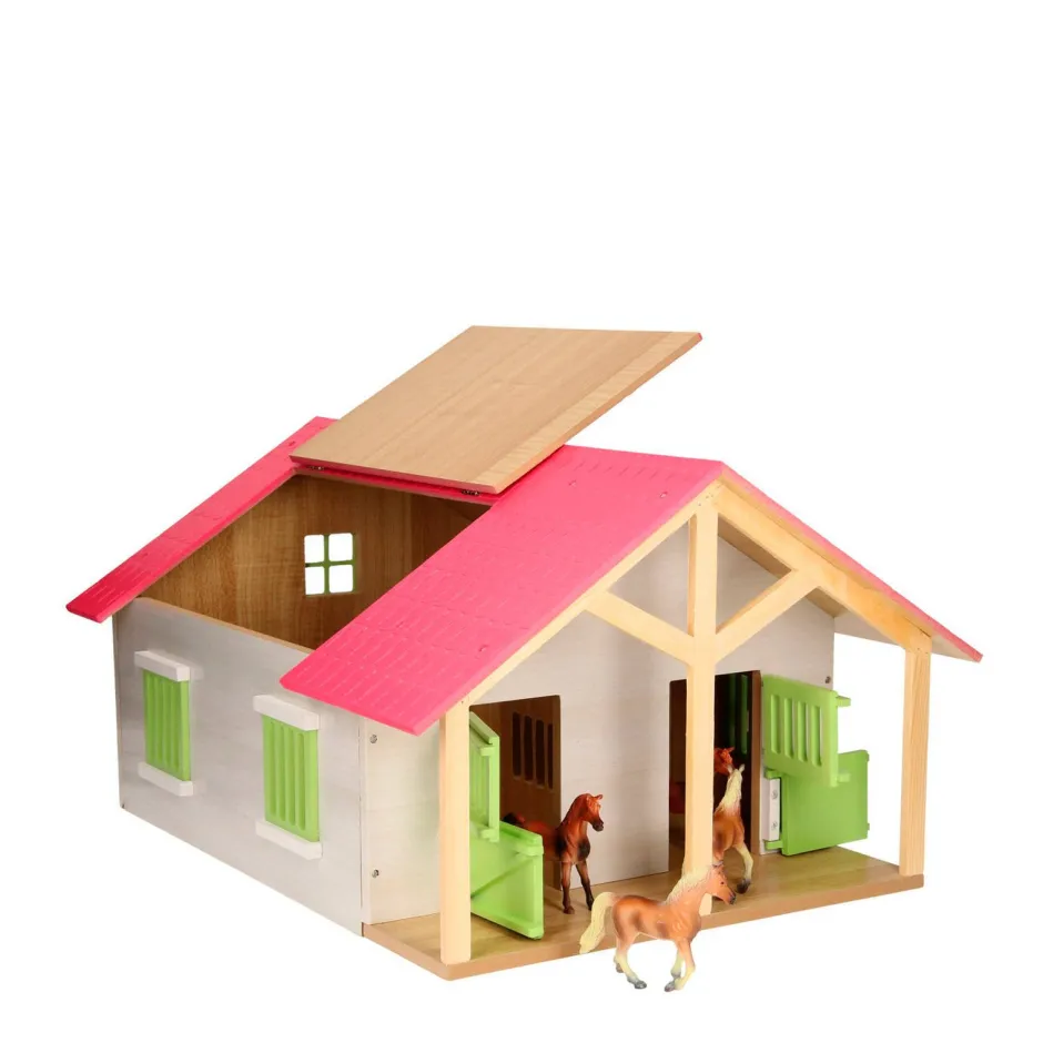 Kids Globe Paardenstal Schaal 1:24^ Houten Speelgoed
