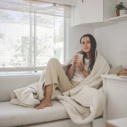 Koeka Oslo Plaid Wafel/Teddy 140X200 Cm Natural/Pebble (140X200 Cm) Online