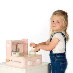 Label Label Wood Houten Kookfornuis Met Accessoires Roze^ Houten Speelgoed