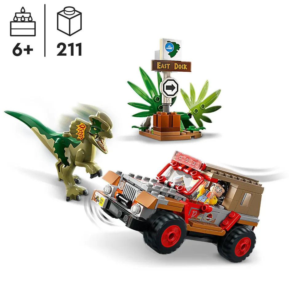 LEGO Jurassic World Dilophosaurus Hinderlaag 76958^ Bouwspeelgoed