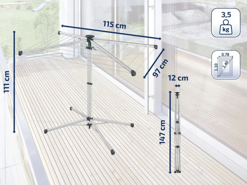 Leifheit Droogmolen Lino Pop-Up Incl. Beschermhoes - 14 M Outlet
