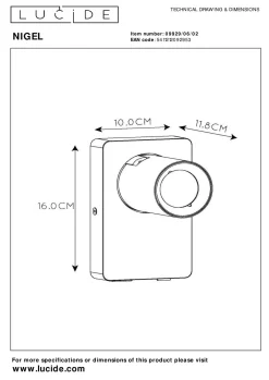 Lucide Wandlamp Nigel Hot