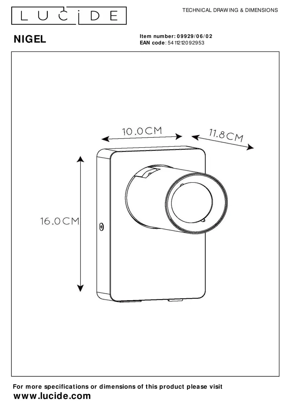 Lucide Wandlamp Nigel Hot