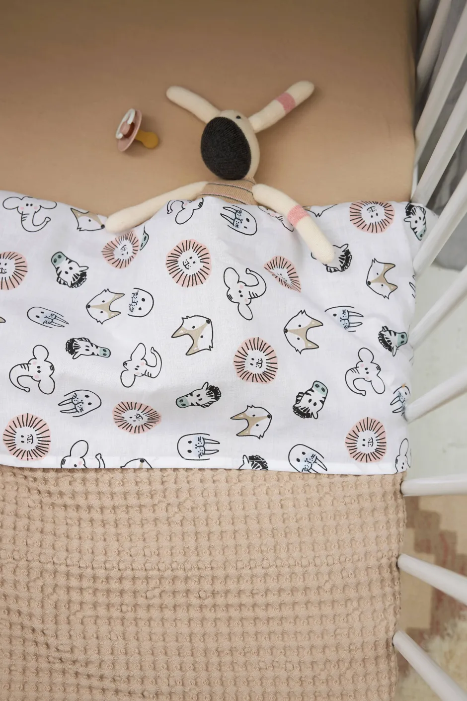 Meyco Baby Wieglaken Animal/Uni - Set Van 2 75X100C M Wit/Multi New