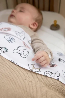 Meyco Baby Wieglaken Animal/Uni - Set Van 2 75X100C M Wit/Multi New