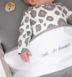 Meyco Baby Wieglaken Ssst...Ik Slaap!! 75X100 Grey Hot
