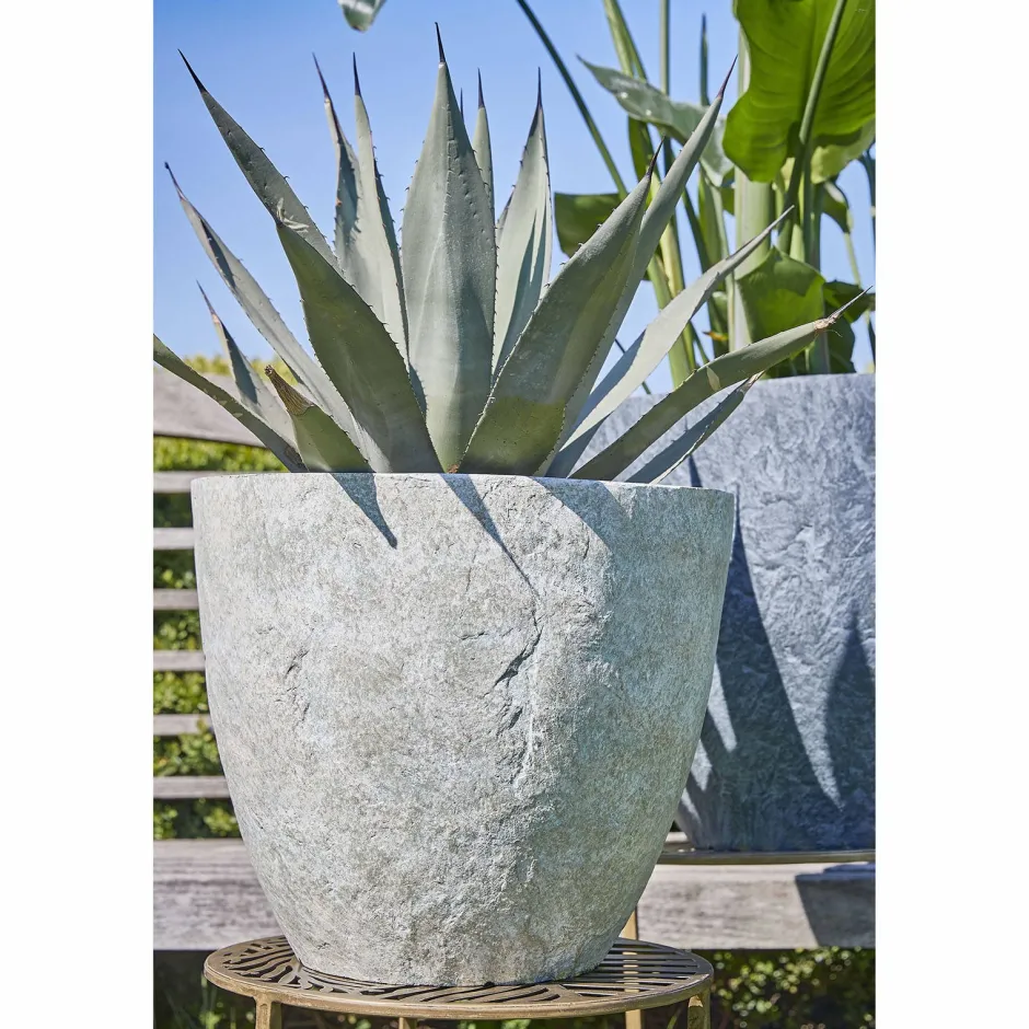 Mica Decorations Bravo Bloempot Rond Lichtgrijs Slate - (H32,5Xo38 Cm)^ Bloempotten