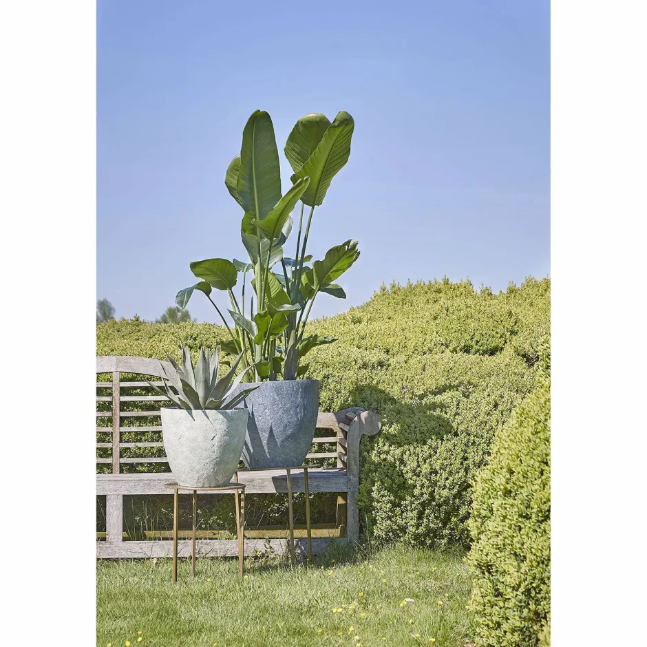 Mica Decorations Bravo Bloempot Rond Lichtgrijs Slate - (H40Xo45 Cm)^ Bloempotten