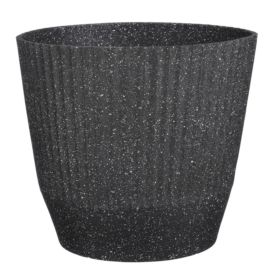 Mica Decorations Rio Bloempot Rond Zwart Terrazzo - (H33,5Xo37 Cm)^ Bloempotten