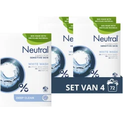 Neutral Parfumvrij Wit Waspoeder - 4 X 18 Wasbeurten - Voordeelverpakking - 72 Wasbeurten Best