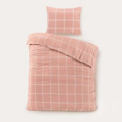 NOUS Living Katoenen Dekbedovertrek 1 Persoons Line Check (140X220 Cm) New